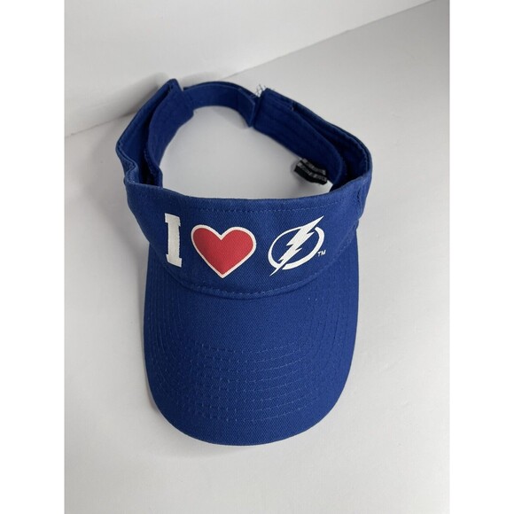 Vintage NHL Tampa Bay Lightning "I Heart Lightning" Visor Adjustable Blue - Picture 2 of 5